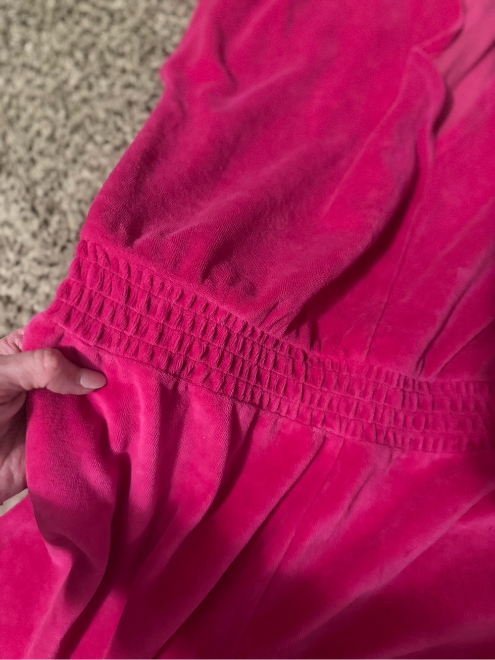Juicy Couture Hot Pink V-Neck Elastic Waist Velour Romper - Picture 3 of 7